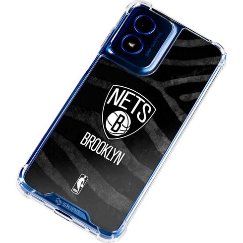 NBA Brooklyn Nets Black Animal Print Moto G 5G (2024) Clear Case